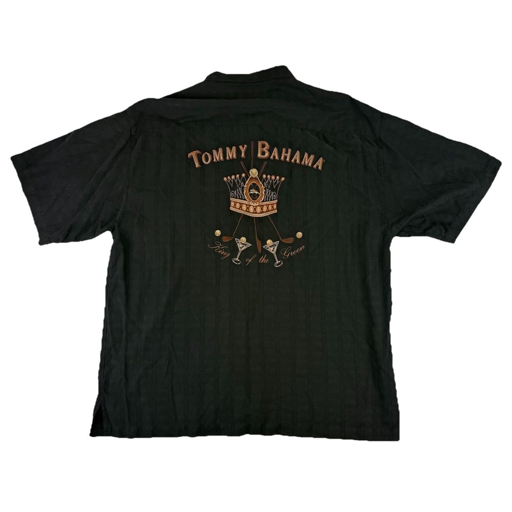 Tommy Bahama King of the Green Short Sleeve Size XL Button Loop Collar Silk Golf